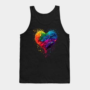 Heart made of leaves in neon colors Tank Top